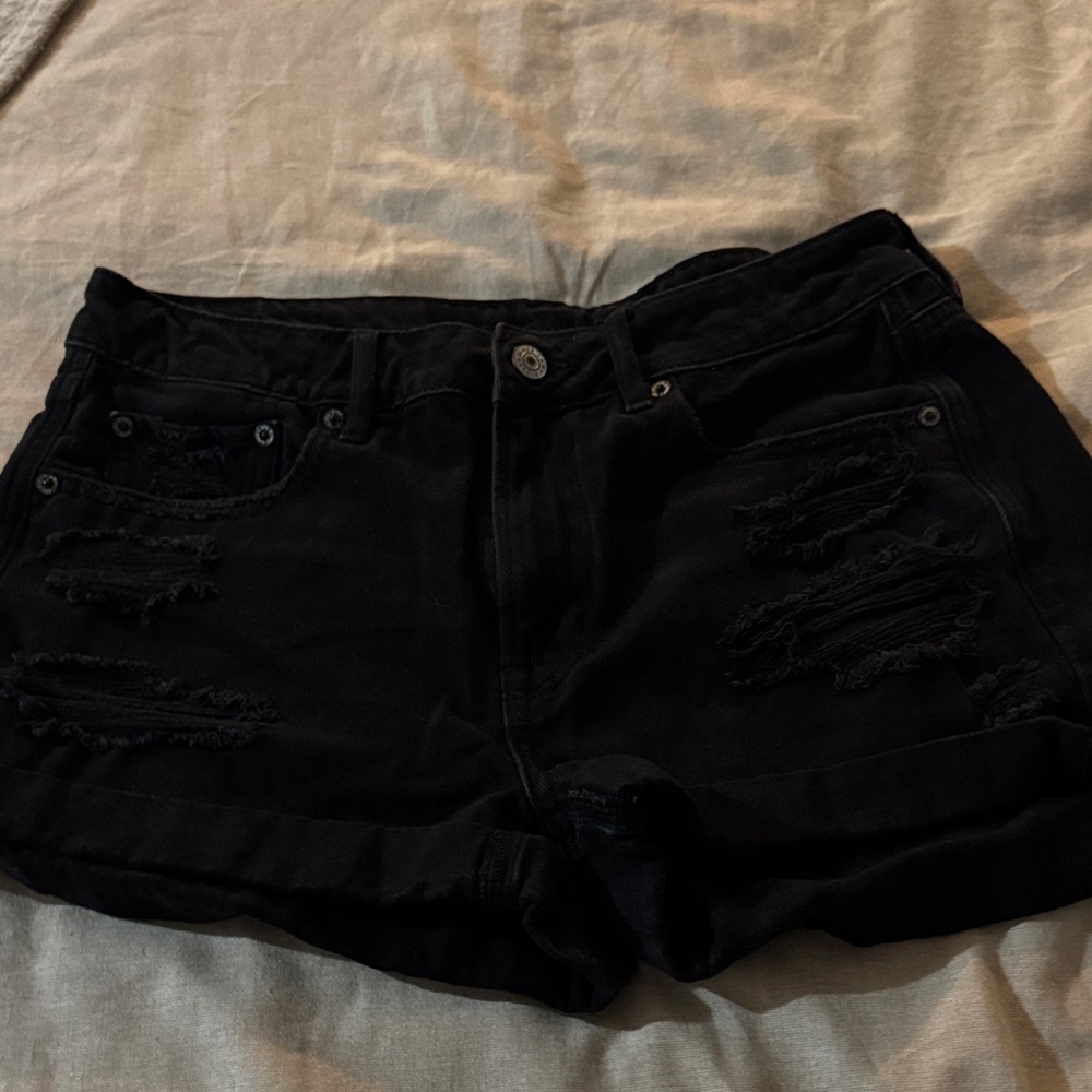 American Eagle Outfitters Black Distressed Jean Shorts